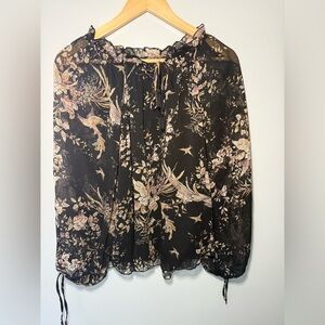 Aakaa Black Floral Sheer Blouse